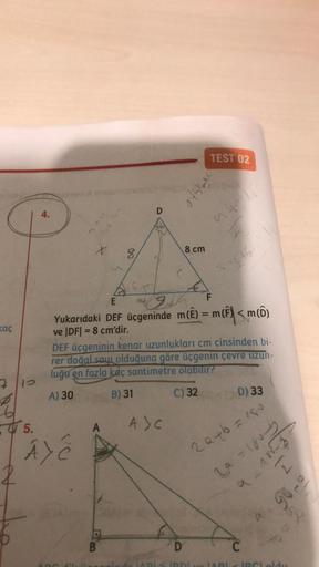 TEST 02 athu 4. X 8 8 cm 6 F E kaç Yukarı&hellip; Ortaokul