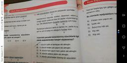 Biçim Bilgi
Biçim Bilgisi (Karma)
1. Yeni bir başlangıç için gittiğim şe
zamanım oldu.
3,6 K/s @ ♡ Por ull%5 20:55
Colomert
1
I7
(1 ak aslında ciddi bir zaman yönetimini
II
s çalışmaya ayrılan zaman ne kadar uzun
10. Halk kültürümüzün önemli bir parçasıdır yazmalar.
II
Kadınlarımızın başında; renkleri, desenleri, sabrın ve
emeğin işareti oyalarıyla bize bir şeyler söylemeye ça.
lışır. Dile dökülemeyen duygular oyalarda isim bulur.
IV
Renkleriyle kullananın dertli mi dertsiz mi, yasta mi ne.
şeli mi, evli mi bekar mi olduğunu fısıldar bize.
V
yüksek verim alınır, demek çok da
IV
değildir.
V
rçada numaralanmış sözcüklerin
çok yapım eki almıştır?
C) IN D) IV E) V
Bu cümlede aşağıdakilerin ha
A) Fiilden isim yapım eki
B) İyelik eki
C) Bulunma hâli eki
D) Kip eki
E) Kişi eki
Yukarıdaki parçada numaralanmış sözcüklerle ilgili
olarak aşağıdakilerden hangisi söylenemez?
V
Turk Telekom o mo
A) 1. sözcük iyelik ve tamlayan eki almıştır.
B) II. sözcük birden çok yapım eki almıştır.
C) III. sözcük hem yapım hem çekim eki almıştır.
D) 1. sözcük sadece çekim eki almıştır.
E) V. sözcük yansımadan türemiş bir sözcüktür.
isünün dönem başkanlığını
1 II
Diplomasisi Asi tarafınd