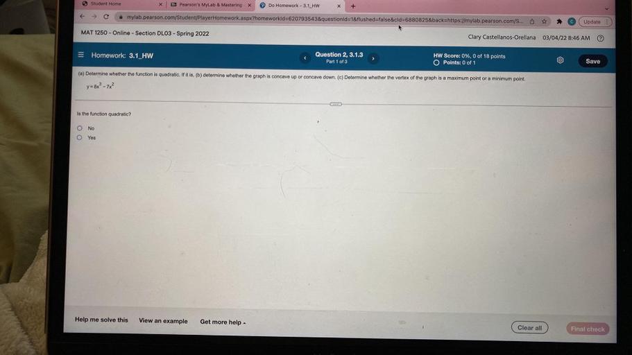 5 Student Home X B Pearson's MyLab & Mastering x Do Hom... Math