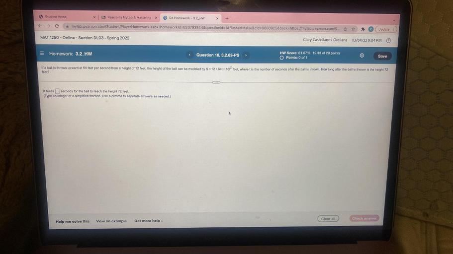 5 Student Home Bb Pearson's MyLab & Mastering X Do Home... Math