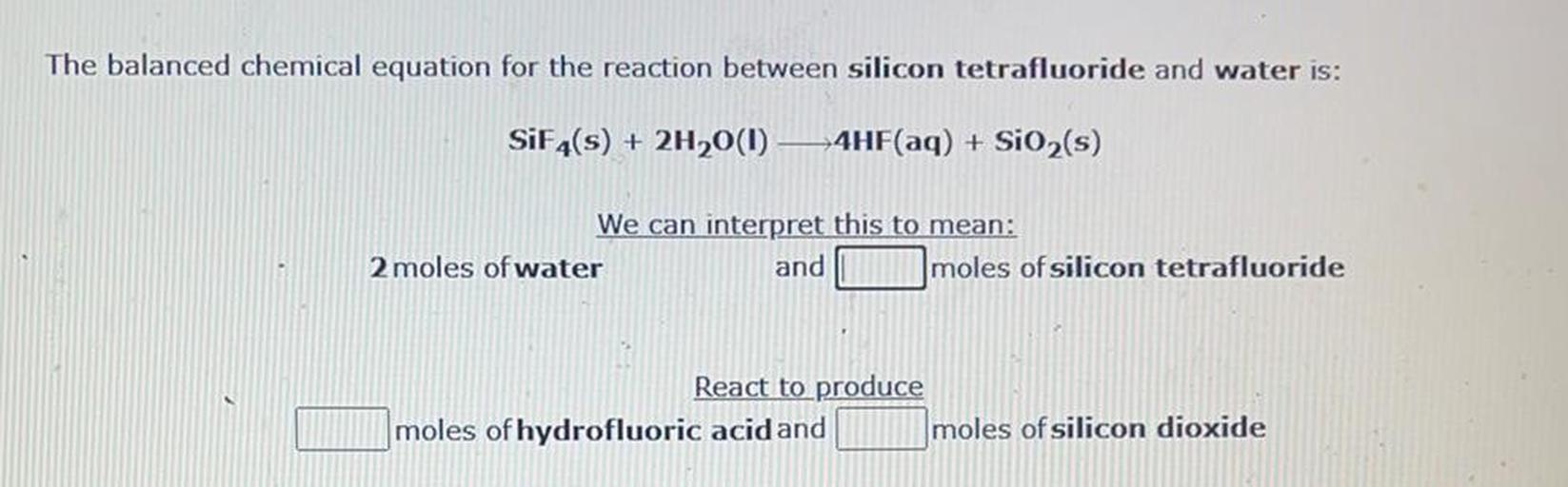 The balanced chemical equation for the re... Physical Chemistry
