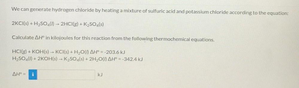 We Can Generate Hydrogen Chloride By Heat Physical Chemistry