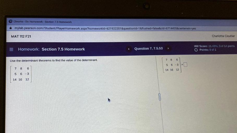 Chrome Do Homework Section 7.5 Homework mylab.pears... Math