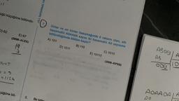 KA INFORMAL YA
uğu küçüğüne bölündü-
7.
) 62
E) 67
(2008-ALES)
19
Onlar ve on binler basamağında 0 rakamı olan, altı
basamaklı AOAAOA sayısı iki basamaklı A0 sayısına
bölündüğünde bölüm kaçtır?
A) 101
B) 110
C) 1010
D) 1011
E) 10110
(2006-KPSS)
AB
ABOGA
45
10
on
S.
1/26
çüğüne bö-
8.
AOAADALA
AO
Bir bal
