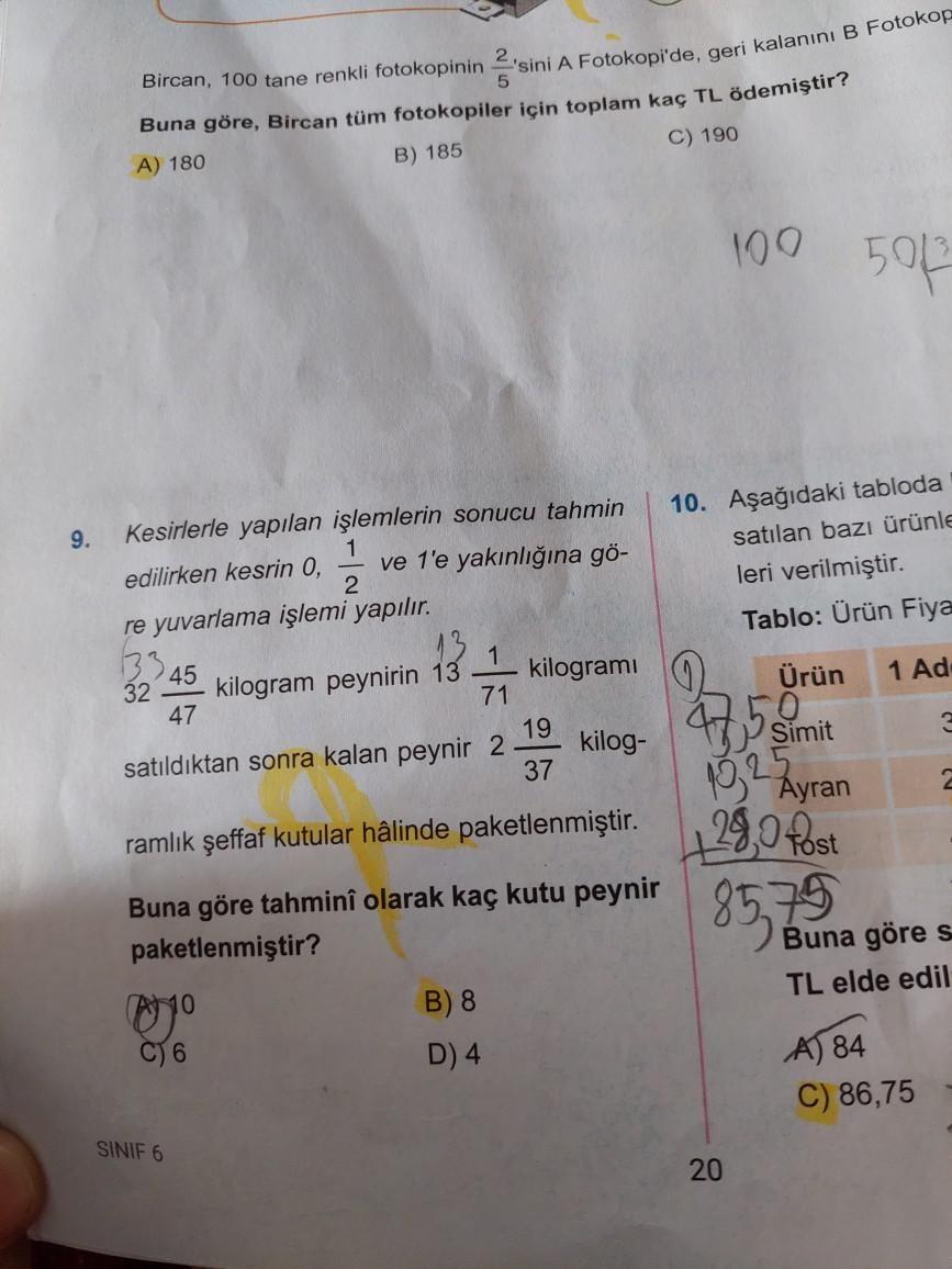 2 5 Bircan 100 Tane Renkli Fotokopinin Ortaokul Matematik