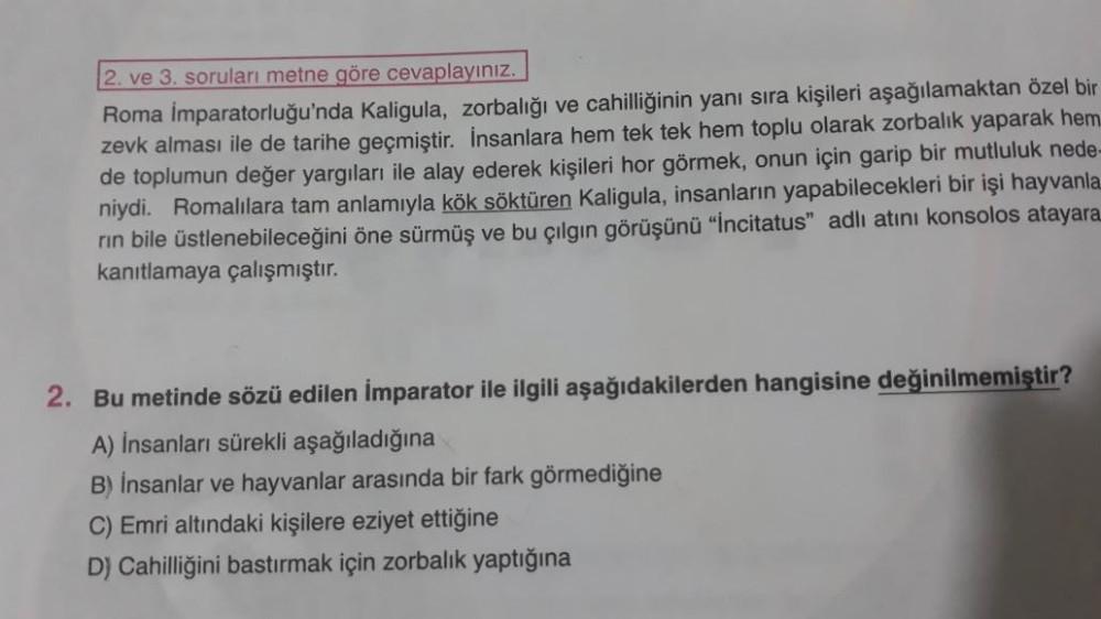 2 Ve 3 Sorular Metne G re Cevaplay n z R Ortaokul T rk e