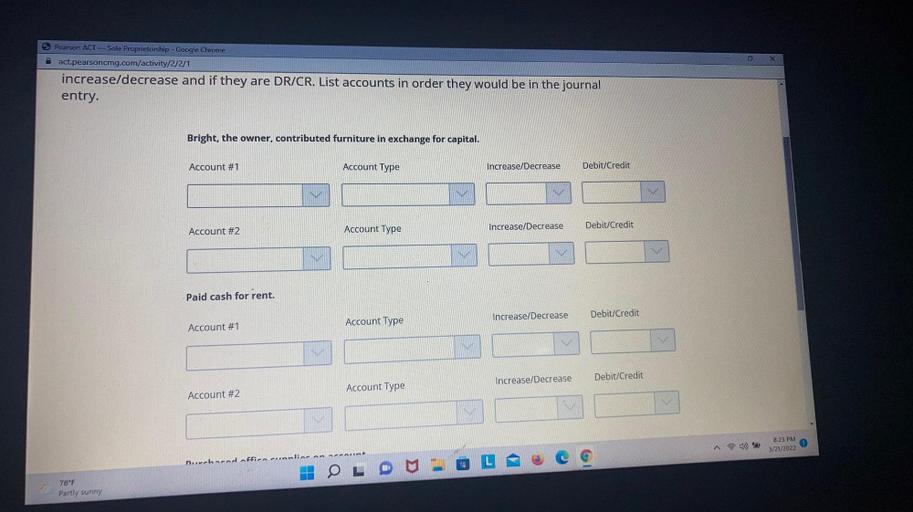 x Pearson ACT Sole Proprietorship Google Chrom... Accounting