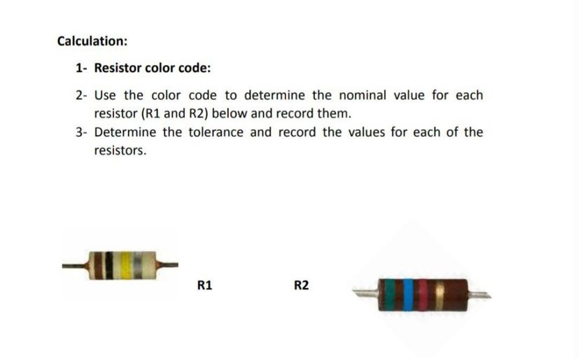 Calculation 1 Resistor color code Electrical Engineering