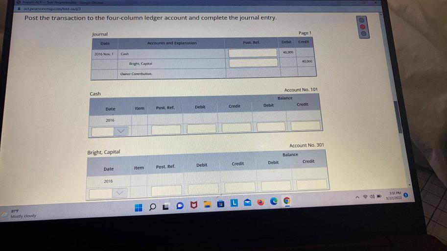 Pearson ACT Sale Proprietorship Google Chrome act... Accounting