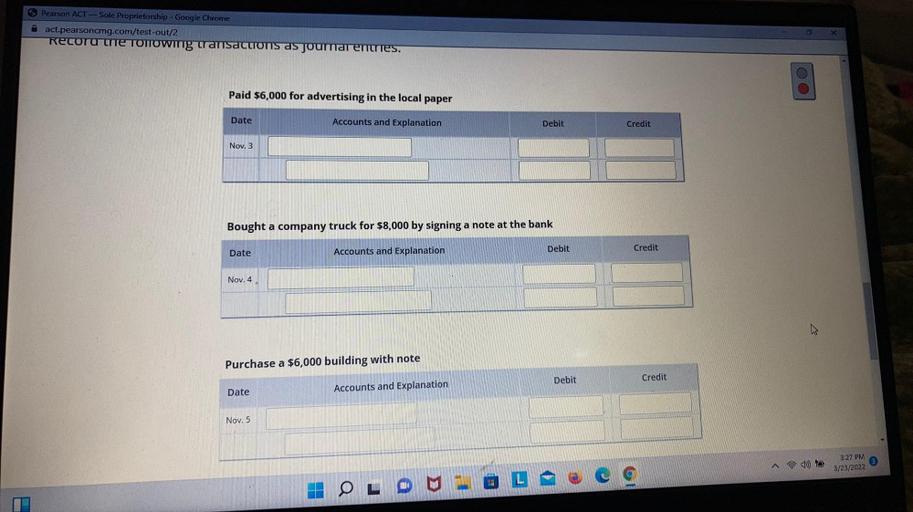 Pearson ACT Sole Proprietorship Google Chrome... Accounting