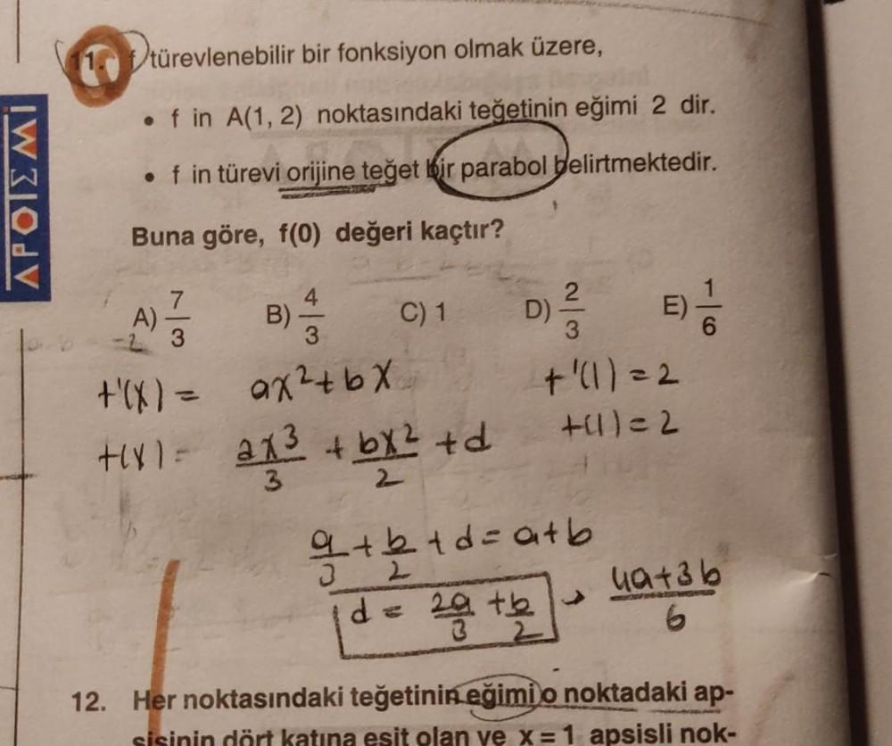 türevlenebilir bir fonksiyon olmak üzere, • f... - Lise Matematik