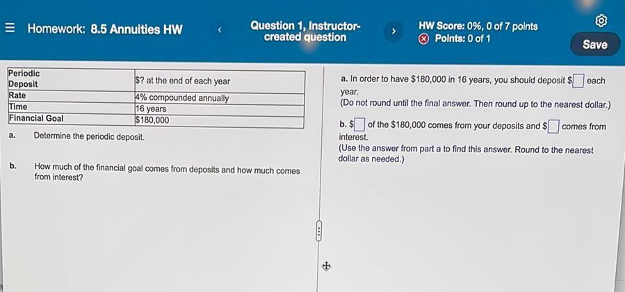 E Homework 8 5 Annuities HW Question 1 Instructor Cr Math