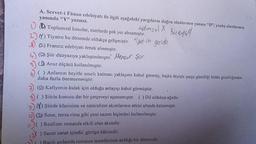 A. Servet-i Fünun edebiyatı ile ilgili aşağıdaki yargıların doğru olanlarının yanına “D”; yanlış olanlarının
yanında "Y" yazınız.
toplumsel X bireysel
U Toplumsal konular, eserlerde pek yer almamıştır.
2) Tiyatro bu dönemde oldukça gelişmiştir. #lyet ro geride
3 ) Fransiz edebiyatı örnek alınmıştır.
(*) Şiir düzyazıya yaklaştırılmıştır. Mensur şiir
5) () Aruz ölçüsü kullanılmıştır.
( ) Anlamın beyitle sınırlı kalması yaklaşımı kabul görmüş, başka deyişle parça güzelliği bütün güzelliğinden
daha fazla önemsenmiştir.
7) (D) Kafiyenin kulak için olduğu anlayışı kabul görmüştür.
8 Şiirin konusu dar bir çerçeveyi aşamamıştır. ( Dil oldukça ağıdır.
9) Şiirde klasisizm ve natüralizın akımlarının etkisi altında kalınmıştır.
10 (D) Sone, terza-rima gibi yeni nazım biçimleri kullanılmıştır
.
) Realizm romanda etkili olan akımdır.
) Sanat sanat içindir, görüşü hâkimdir.
) Batılı anlamda romanın temellerinin atıldığı bir dönemdir.
120
