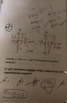 pery
5(2)
(1)
gloor
Plo) 941) ?
2
-1 0
1 2
o 1
3
y=81x)
yfx
-3
Yukanda y = f(x) ve y = g(x) fonksiyonlarının grafikleri
verilmiştir.
if Xx) fonksiyonun süreksiz olduğu x değerlerinden biri Be
asagidakilerden hangisidir?
A1
has no b
D) 2
13
To =
O=0
F