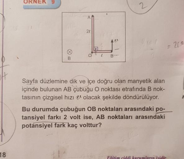 ORNEK 9 A 21 200 O 4 B B Sayfa düzlemine dik ve içe do... Fizik
