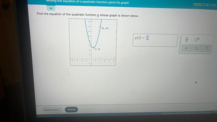 Writing the equation of a quadratic function given its ... - Math