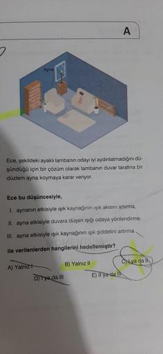 A Ayna Ece, şekildeki ayaklı lambanin odayı iyi aydınl&hellip; Fizik