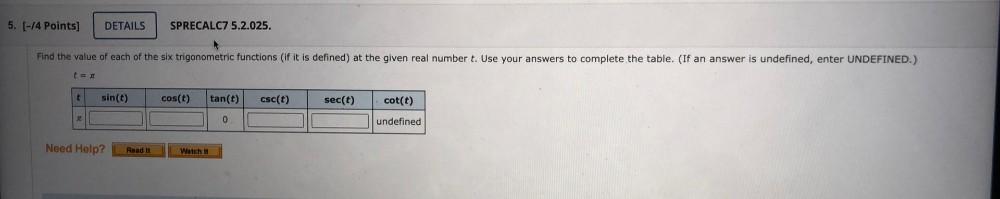 5 14 Points DETAILS SPRECALC7 5 2 025 Find The Val Math