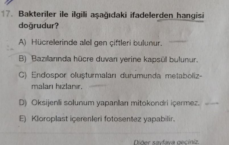 17. Bakteriler ile ilgili aşağıdaki ifadelerden han… Biyoloji 17. Bakteriler ile ilgili aşağıdaki ifadelerden han… Biyoloji