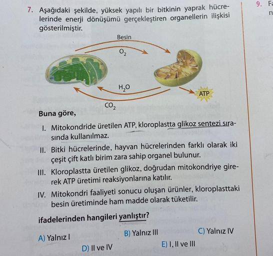 9. F L n 7. Aşağıdaki şekilde, yüksek yapılı bir bi… Biyoloji 9. F L n 7. Aşağıdaki şekilde, yüksek yapılı bir bi… Biyoloji