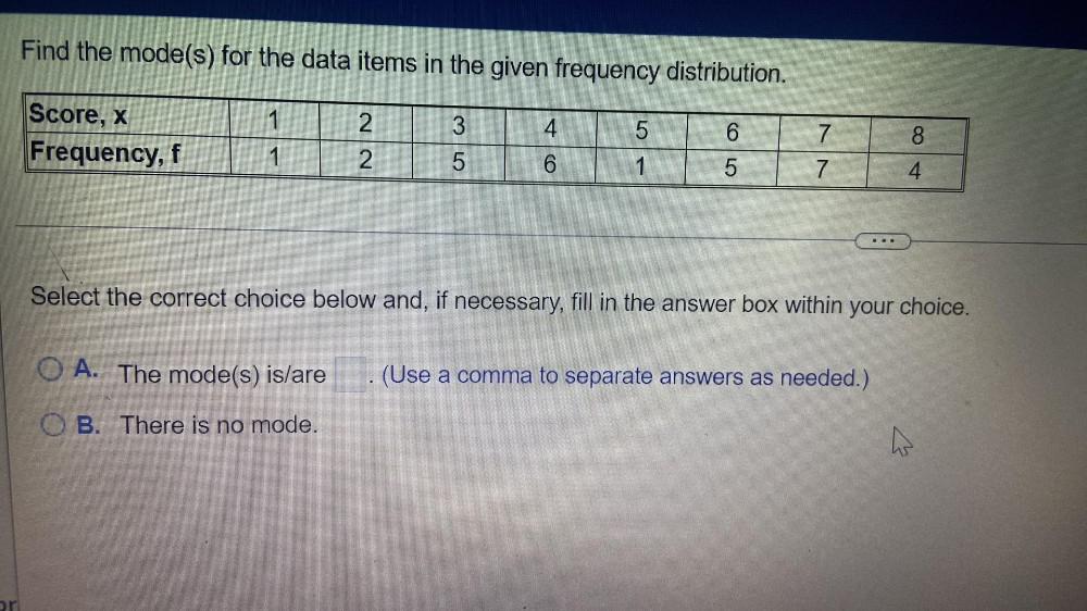 Find The Mode s For The Data Items In The Given Freque Math Find The Mode s For The Data Items In The Given Freque Math