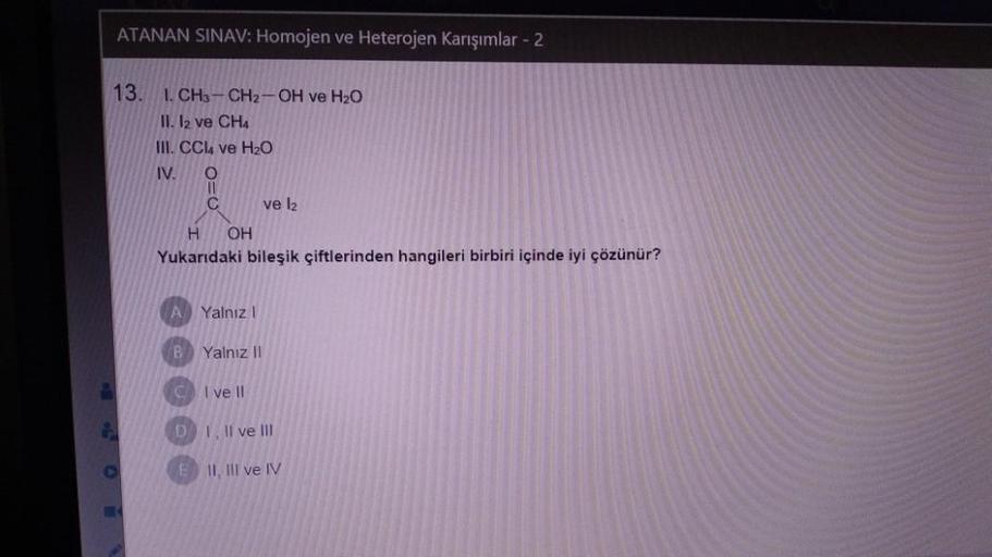 ATANAN SINAV Homojen Ve Heterojen Kar mlar 2 13 Kimya