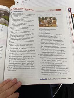 Module
mca 15
Preparing for the AP Exam
AP Exam Practice Questions
suple-Choice Questions
warly eighteenth century?
3. What agricultural activity is shown in the follow
ing image?
equipment
wegeta
rain or
into
and
rshes.
crops
the invention and diffusion o