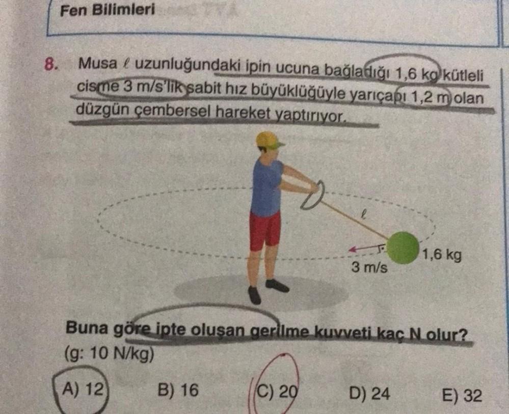 Fen Bilimleri 8 Musa L Uzunlu undaki Ipin Ucuna Ba la Fizik