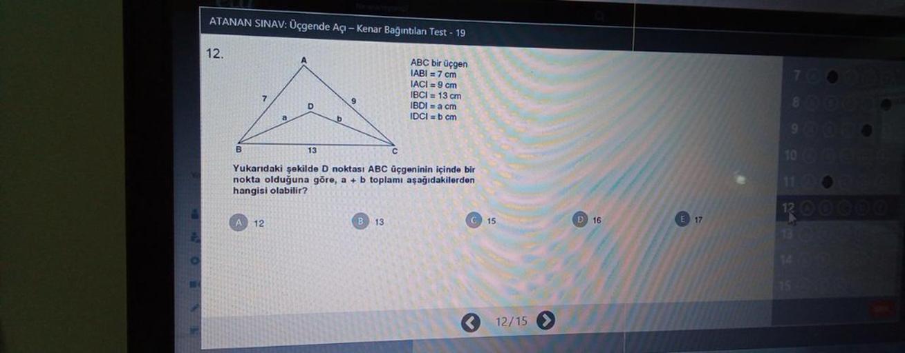 ATANAN SINAV gende A Kenar Ba nt lan Lise Matematik
