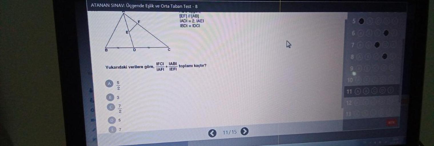 ATANAN SINAV gende E lik Ve Orta Taban Tes Lise Matematik