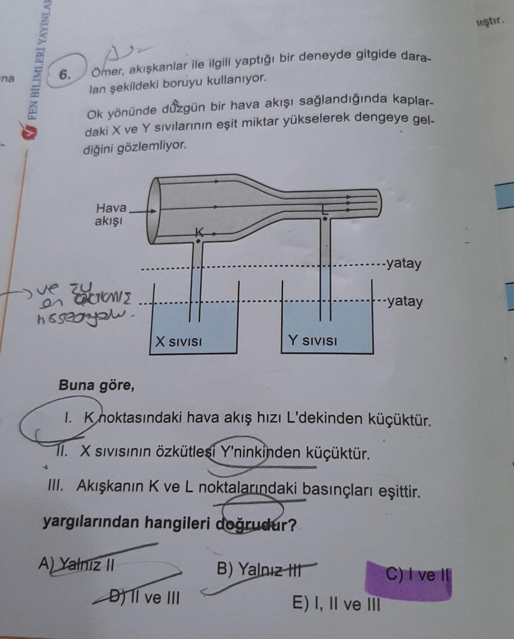 vştır. FEN BİLİMLERİ YAYINLAR na 6. Ömer, akışkanlar i... - Fizik