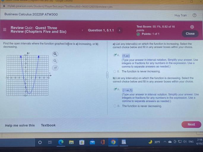 we uw chapters Five and Six) Google Chrome mylab.pears... Math