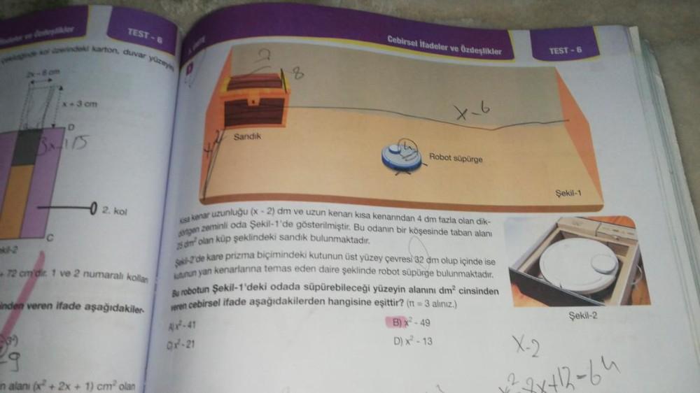 TEST Cebirsel Itadeler Ve zde likler Ak Ortaokul Matematik