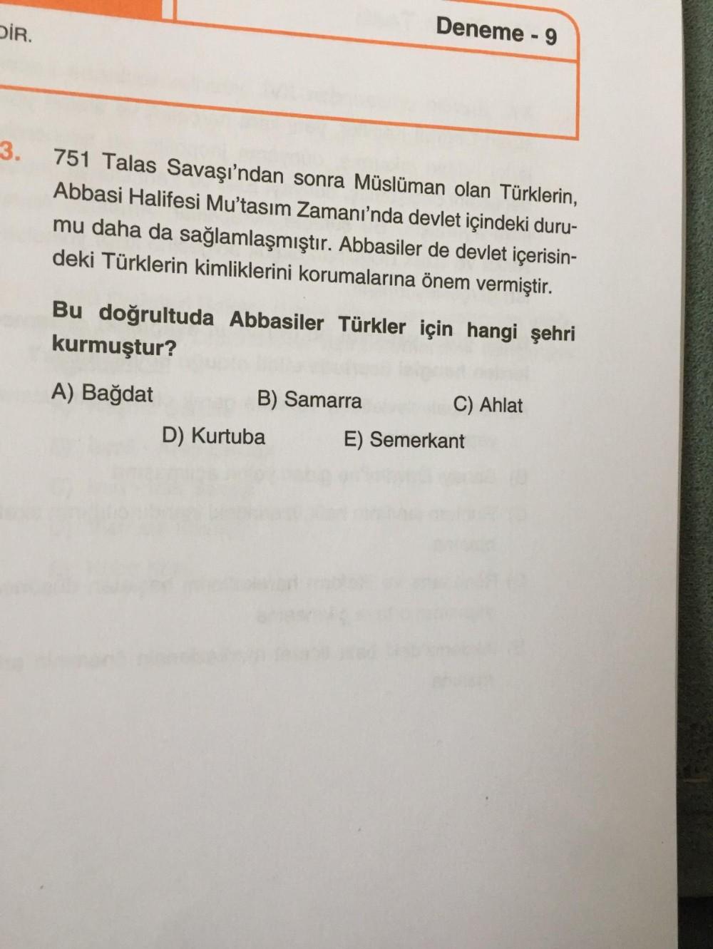 D R Deneme 9 3 751 Talas Sava ndan Sonra M sl ma Tarih
