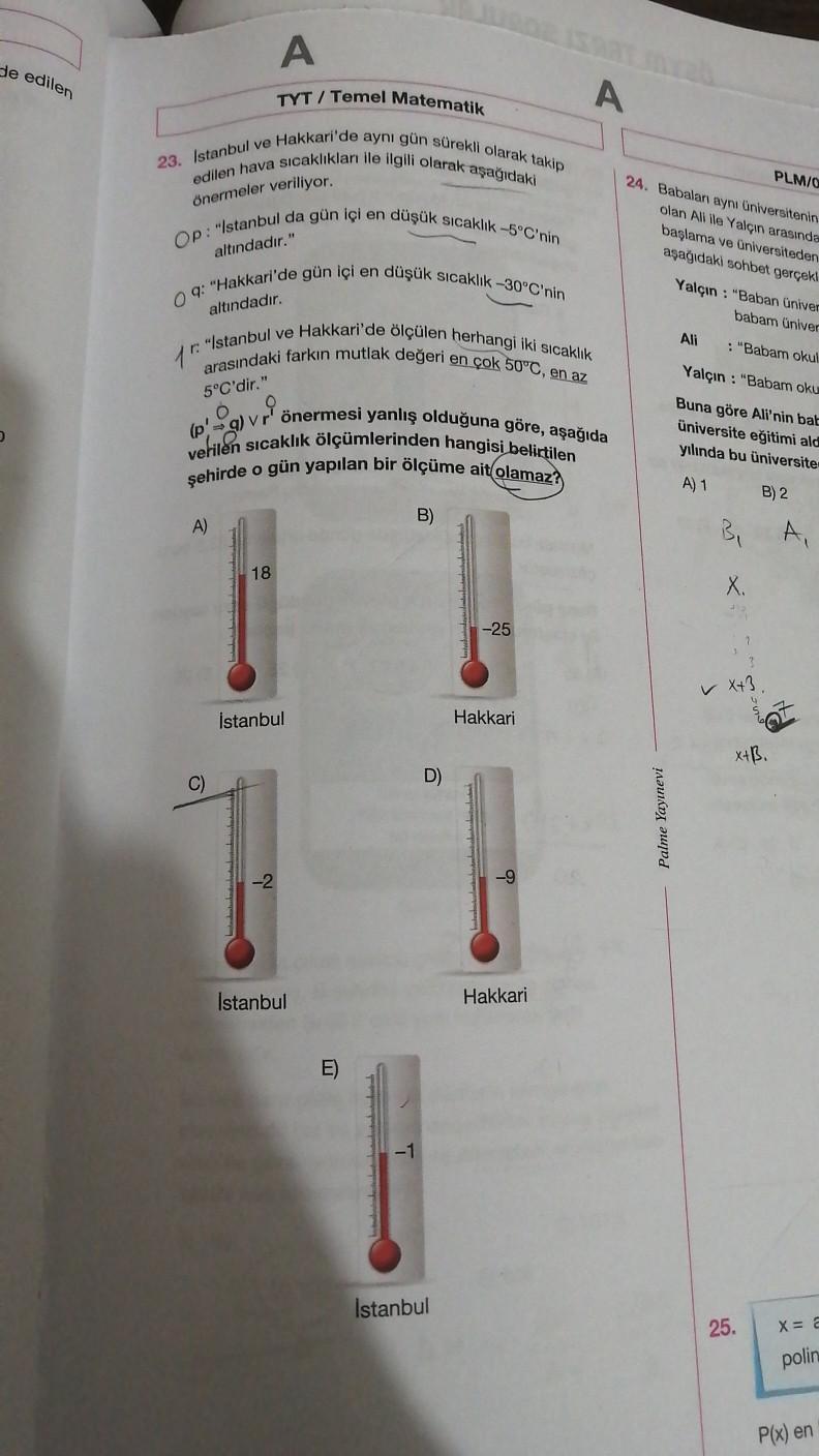 A De Edilen TYT Temel Matematik A 23 Istan Lise Matematik
