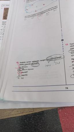 thi
Der
On vier
TYT/SOSY
Buna gharamartararak gösterilen alan-
A hangrebsligerinde yer alma
CAN
D) IV EV
AVE
Cork
AITO
Re
mi
CH
DO
S
A
M
A
L
12. Eşar
takdi
insa
"cüz
fiil
için
Es
pr
10) Aşağıda verilen afetlerden hangisi klimatik-hidrolojik
su
afetler arasında sayılmaz?
hove
A
B
C
VA Ruraklık
Bildirim düşmesi
C Faunami
D) Tapilar
E) çiğ
74
