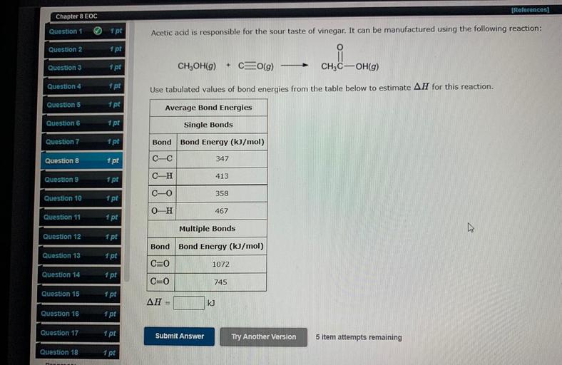 [References] Chapter 8 EOC Question 1 1 p... Physical Chemistry