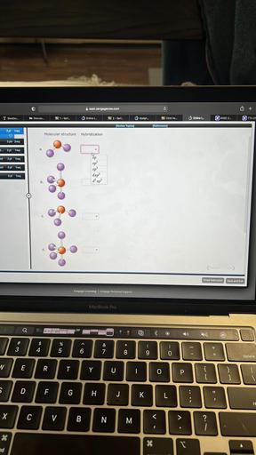 0
east.cengagenow.com
C
G +
Blackbo.
Bb Discuss...
10 1 - Spri.
Online t...
16 2 - Spri...
Assign...
5 Click he...
Online .
O ANSC 2...
QTTU CH
[Review Toples)
(References)
1reg
3 pt
O
Molecular structure
Hybridization
3 pts 2rea
...
2 pt treg
ed
3 pt Trea
eed
5 pt 1req
sp
sp?
sp3
dsp3
dsp?
5 pt treg
b.
d.
Provous
Next
Email Instructor
Save and Exit
Cengage Learning Cengage Technical Support
MacBook Pro
a
@
%
1
#
3
$
4
)
5
6
&
7
* 00
(
9
8
O
=
delete
W
E
R
T
Y
U
I
O
P
}
{
[
5
D
F
G
I
J
K
L
X
C
V
V
B
N
M
?
I
nd