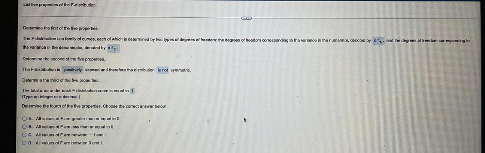 list-five-properties-of-the-f-distribution-determine-t-math