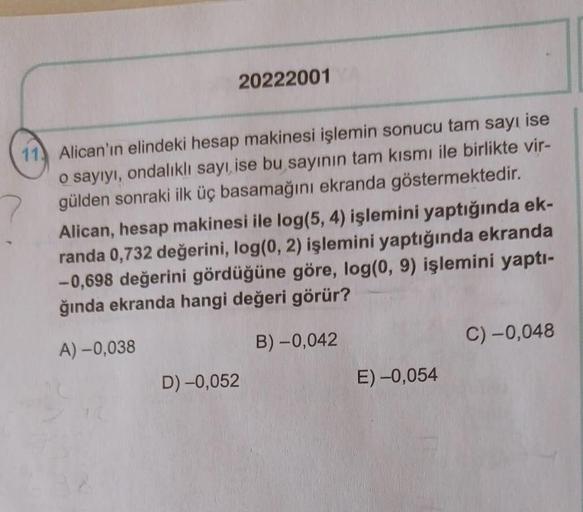 20222001 11 Alican n Elindeki Hesap Makines Lise Matematik