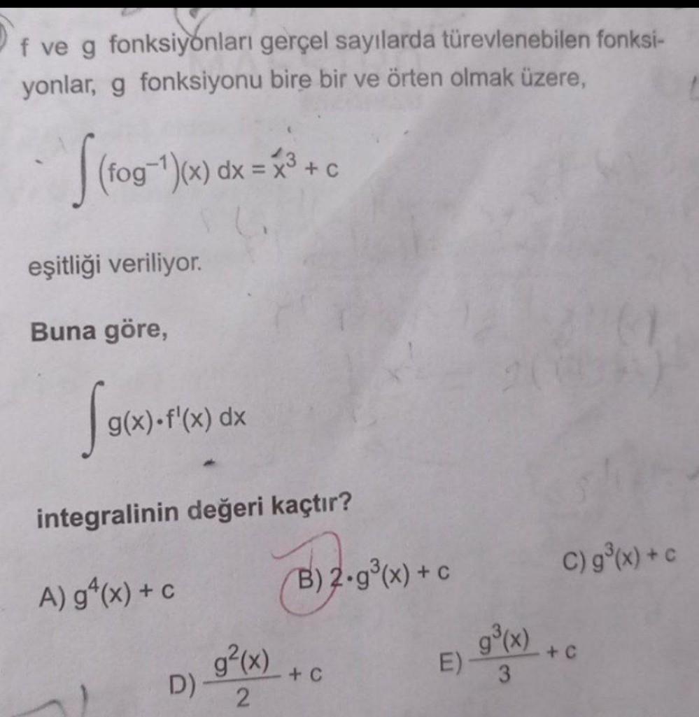 f ve g fonksiyonları gerçel sayılarda türevle... - Lise Matematik