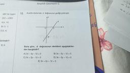 Lisesi
Analitik Geometri-1
=(-
18.
Analitik düzlemde d doğrusunun grafiği çizilmiştir.
ABC bir üçgen
DC = 2BD
AY
A(4, 14)
les
X
B(-3, 1)
C(3, 4)
4
birimdir?
E) 9
Buna göre, d doğrusunun denklemi aşağıdakiler-
den hangisidir?
A) 2x – 3y - 12 = 0
B) 3x - 2y + 12 = 0
C) 3x + 2y - 12 = 0
D) 3x - 2y - 12 = 0
E) 3x + 2y + 12 = 0
+
