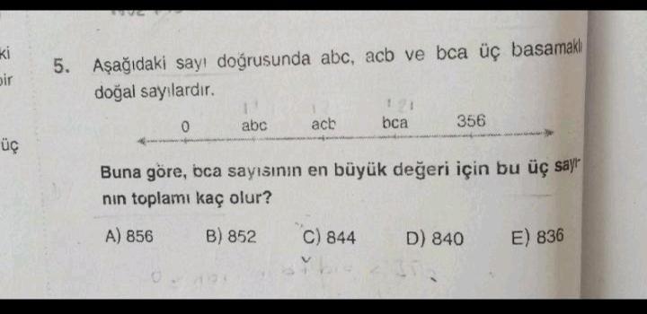 Ki Sir 5 A a daki Say Dogrusunda Abc Acb Lise Matematik