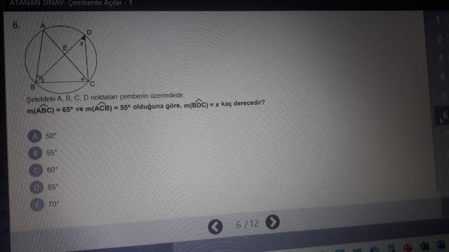 ATANAN SINAV emberde A lar 1 6 A D E B Lise Matematik
