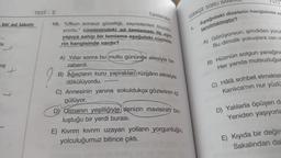 372
TEST - 2
Tamlamalar
TÜRKÇE SORU BA
Aşağıdaki dizelerin hangisinde ac
bir ad takımı
10. "Ufkun sonsuz güzelliği, seyredenleri büyük
yordu." cümlesindeki ad tamlaması ile aynı
yapıya sahip bir tamlama aşağıdaki cümlele.
1.
Janilmamıştır?
Ha
rin hangisinde vardır?
A) Görüyorsun, şimdiden yorul
Bu dimdik yokuşlara can
B) Hüznün solgun yanağına
Her yanda mutsuzluğur
iş
+
C) Hâlâ sohbet etmektel
Kanlıca'nın nur yüzlü
içi
A) Yıllar sonra bu mutlu gününde ailesiyle be-
raberdi.
B) Ağaçların kuru yapraklari rüzgârın etkisiyle
dökülüyordu.
C) Annesinin yanına sokuldukça gözlerinin
gülüyor.
Dy Ormanın yeşilliğiyle denizin mavisinin bu-
luştuğu bir yerdi burası.
E) Kıvrım kıvrım uzayan yolların yorgunluğu,
yolculuğumuz bitince çıktı.
D) Yalılarla öpüşen do
Yeniden yaşıyorla
E) Kıyıda bir değin
Sakalindan da