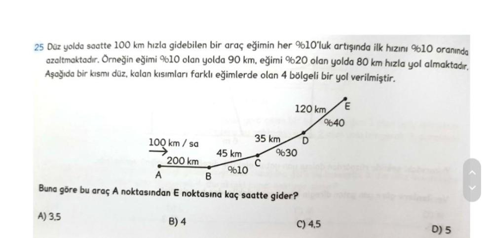 25 Düz yolda saatte 100 km hızla gidebile... - Ortaokul Matematik