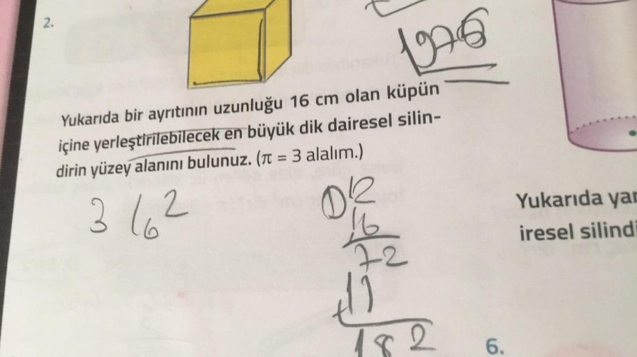 2. 1996 Yukarıda bir ayrıtının uzunluğu 1&hellip; Ortaokul Matematik