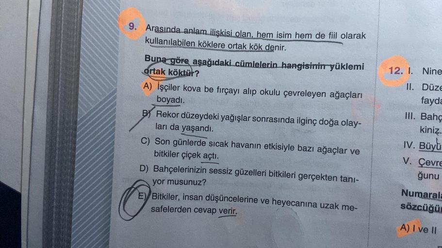 12. I. Nine 9. Arasında anlam_ilişkisi olan, hem... - Lise Türkçe