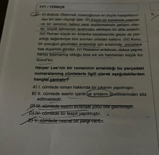 TYT/ TÜRKÇE S. (I) BADUN Oldurmek, insanoğlunun  Lise Türkçe