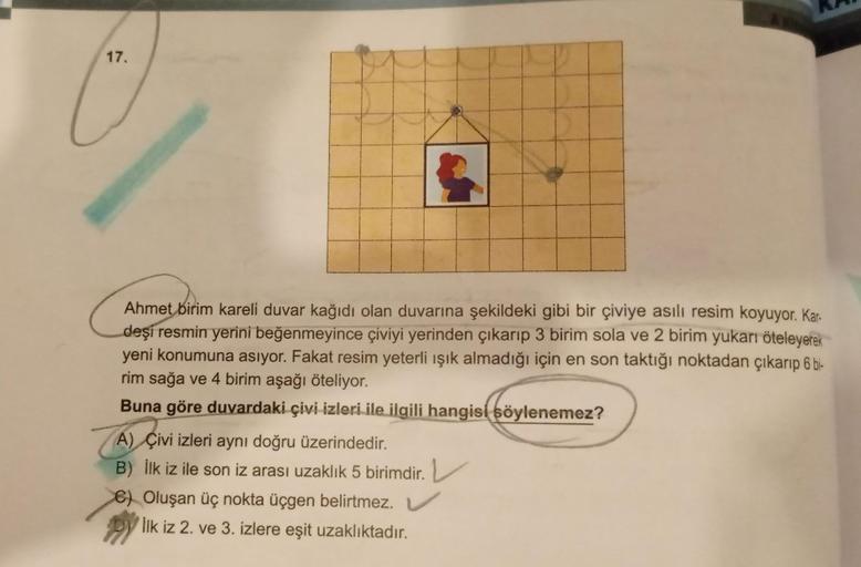 17. Ahmet birim kareli duvar kağıdı olan Ortaokul Matematik